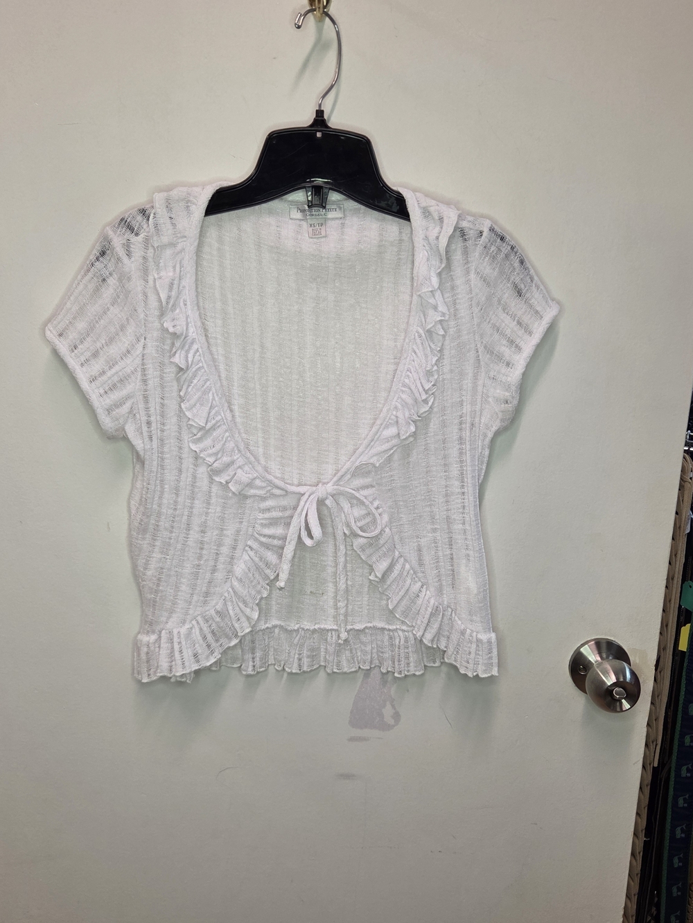 VTG Conrad C Proportion Petite White Textured Short Sleeve Top XS / TP